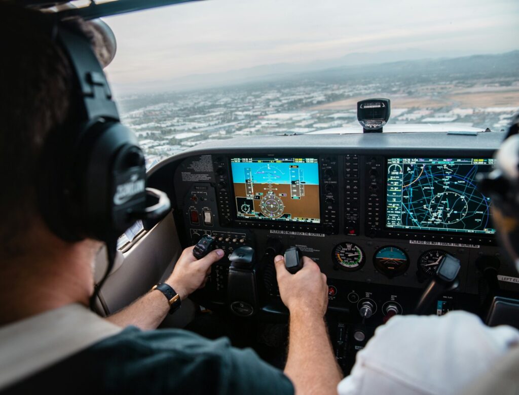 View from the cockpit of a small plane